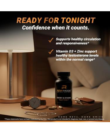 REVVMODE Men s Energy & Stamina | Men s Supplement for Blood Flow Circulation Drive & Focus | Endurance Support | L-Arginine Maca & Tongkat Ali | Caffeine-Free | 90 Capsules - Buy Online on GoSupps.com