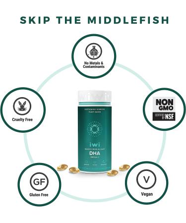 Iwi Life Omega-3 Algae-Based DHA Softgels | 500mg Vegan DHA for Heart, Body, Eye & Brain Support | Gluten-Free & Non-GMO | 30-Day Supply - Buy Online on GoSupps.com