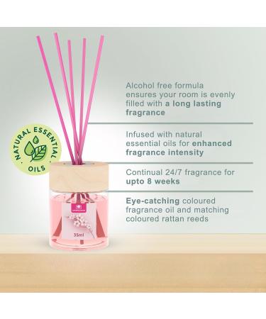 Cristalinas 35ml Cherry Blossom Air Fresheners for Home - Reed Diffusers for home - Home Fragrance Lasts upto 8 weeks - Room Diffuser Sticks with Coloured Fragrance Oil (Pack of 2) 35ml (Pack of 2) - Buy Online on GoSupps.com