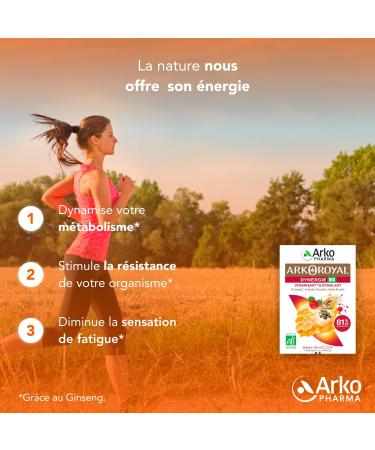 Arkopharma - Arkoroyal Organic Dynergie | Royal Jelly - Propolis - Food Supplement - Energy Booster - Immunity and Vitality - Ginseng - Acerola - Energizing and Stimulating | 20 Bulbs - Buy Online on GoSupps.com