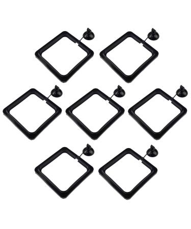 Zelerdo 7 Pack Aquarium Fish Feeding Ring Floating Food Feeder, Square Shape with Suction Cup, Black
