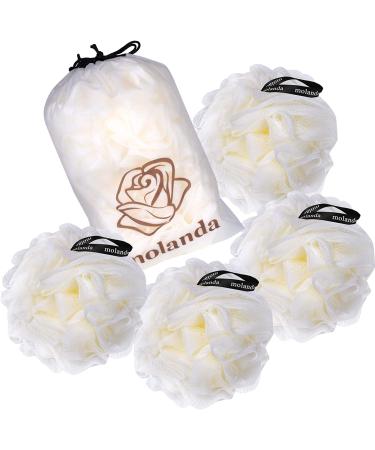 Molanda Shower Loofah Sponge - Exfoliating Mesh Brush Body Scrubber Ball (White) - Pack of 4 - Buy Online on GoSupps.com