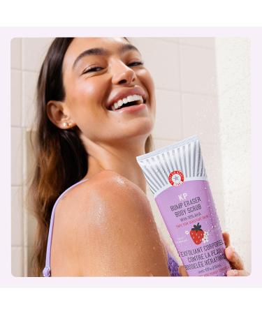 First Aid Beauty KP Bump Eraser Body Scrub - 10% AHA Exfoliating Skin Cleanser for Keratosis Pilaris Strawberry Scent 2 oz - International Shipping Available - Buy Online on GoSupps.com