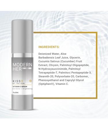 Buy ModernHer KISSD Vitamin C Serum - Brightening Anti-Aging Formula with Cucumber Extract & Peptides for Even Skin Tone - 1oz - Buy Online on GoSupps.com