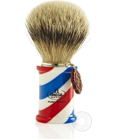 Omega 6735 Beard Brush in Clay - Tricolor Resin Barber Pole | Premium Quality Grooming Tool for Men - Buy Online on GoSupps.com