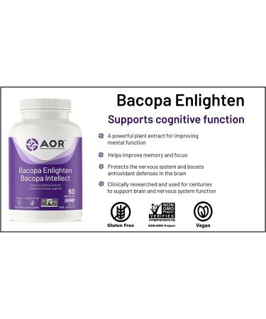 Buy AOR Bacopa Enlighten 60 Veggie Capsules - Enhance Memory & Focus - Buy Online on GoSupps.com