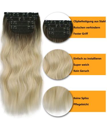 Affordable Ombre Blond Clip-In Hair Extensions | 50cm Double Weft Synthetic Hair for Women - 4-Pcs Full Head - Buy Online on GoSupps.com