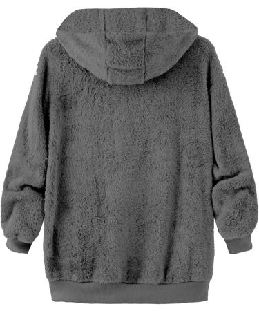 Hanxiulin Women's 5XL Fleece Jacket - Warm Plush & Windproof Cuddly Trench Coat in Dark Gray - Buy Online on GoSupps.com