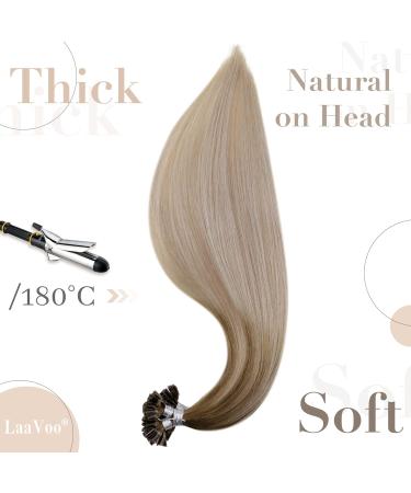 LAAVOO U Tip Extension - Real Hair Ombre Blond Keratin Bonding Extensions | Light Brown Balayage & Ash Blond | Pre-Bonded 50g 40cm | #8/18/60 - Buy Online on GoSupps.com