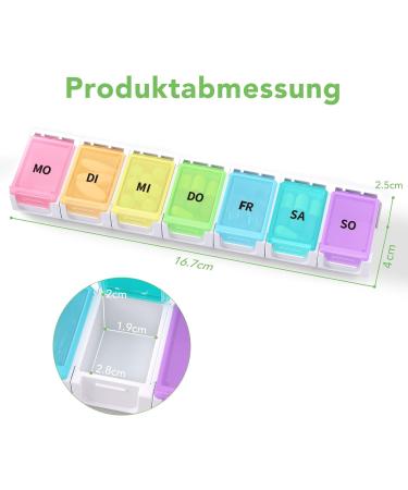 7-Day Rainbow Pill Organizer - Weekly Medication Box & Tablet Storage for Easy Management - Buy Online on GoSupps.com