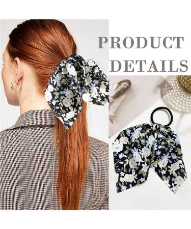 Floral Ribbon Hair Scrunchie Set - 16 Styles Seamless Elastic Hair Ties for Women and Girls - Buy Online on GoSupps.com
