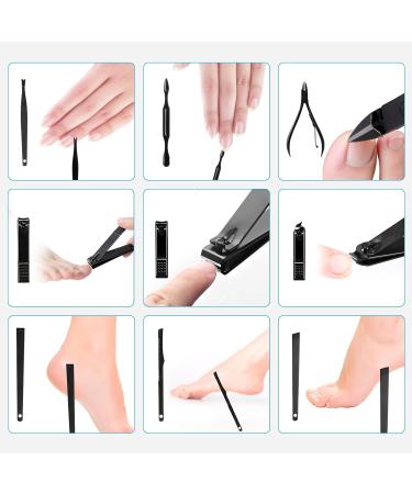 Manicure Set Men 18-Piece Nail Care Set Pedicure Care Set Nail Clippers Set Stainless Steel Nail Set Portable for Travel (Black) - Buy Online on GoSupps.com