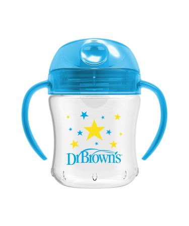 Dr Brown's Natural Flow Soft-Spout Transition Cup with Handles 6 oz/180 ml (6m+) Blue Blue 1 Count (Pack of 1)