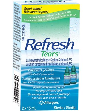 REFRESH TEARS Ophthalmic Solution Lubricant Eye Drops For Dry Eye Relief Compatible With Lenses 2 X 15ml 2 x 15 ml - Buy Online on GoSupps.com