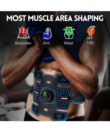 Aiseok EMS Abdominal Muscle Trainer - USB Rechargeable Belly Trainer 6 Modes & 19 Intensities LCD Screen Unisex EMS Training Device for Arms Hips & Legs - Buy Online on GoSupps.com