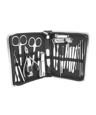 Black Nail Clippers Set Portable Manicure Tools Kit Mess and Hygienic for Travel
