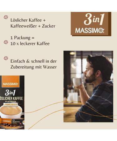 MASSIMO Instant Coffee 3 in 1 with Coffee Beans White Coffee and Cane Sugar - 160 Instant Coffee Sticks of 17 g - Quick Preparation - Pack of 16 - Buy Online on GoSupps.com
