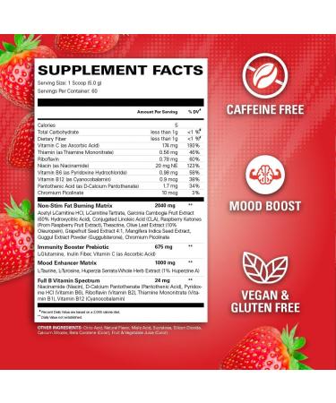 EHP Labs OxyShred Non Stimulant Thermogenic Pre Workout Powder - Stim Free Pre Workout Caffeine Free Preworkout for Men & Women - Non Stim Preworkout - Sugar Free Energy Powder - Strawberry Sunrise 60 Servings - Buy Online on GoSupps.com