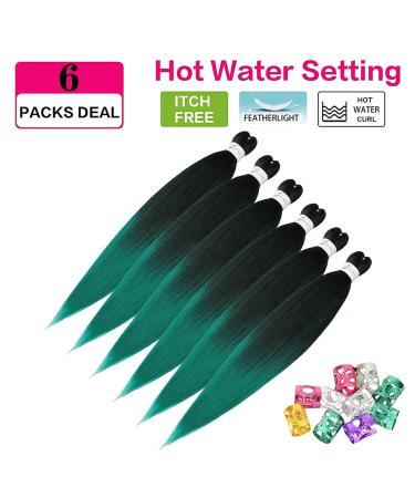 Xusuperb Lang Pre-Stretched Ombre Green Braiding Hair - 30 Inch Easy Knotless Extensions (6 Packs) | Soft Yaki Texture for Braiding (T1B/Green#) - Buy Online on GoSupps.com