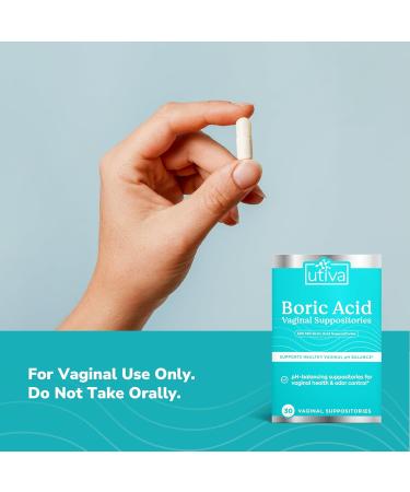 Utiva Boric Acid Suppositories pH Balance Feminine Care for Women | 600mg | 30 Count Supports Vaginal Health - Buy Online on GoSupps.com