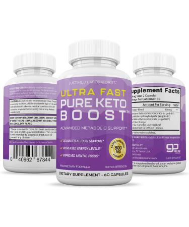 Ultra Fast Pure Keto Boost Pills - Advanced BHB Ketogenic Supplement for Men & Women - 60 Capsules, Pack of 2 - Buy Online on GoSupps.com