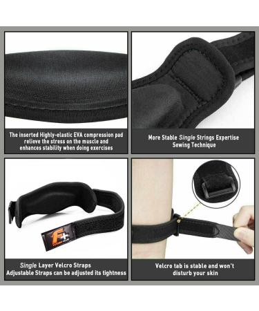 Tennis Elbow Support Brace with Compression Pad for Pain Relief | Ideal for Golfer's & Tennis Elbow | Epicondylitis Clasp & Weather Resistant (Single Piece - Buy Online on GoSupps.com