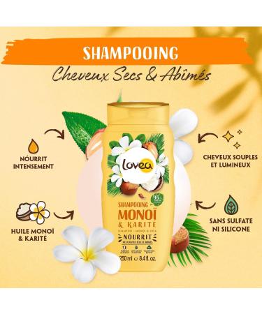 LOVEA - Shampoo - Mono & Shea - Cleans Nourishes & Repairs - Dry and Damaged Hair - 95% Natural Origin - Silicone Free - Sulfate Free - Made in France - 250 ml - Buy Online on GoSupps.com