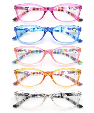 HEEYYOK Women's Reading Glasses Colorful Readers Glasses 2.5 for Small Face Ladies Cheaters-Lightweight Comfortable Frame with Durability spring hinge 5 Pack 5 Pack Mix Color 2.5 x