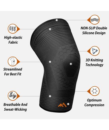 Copper Knee Braces (2 Pack) - Compression Sleeve Support for Men and Women - Meniscus Tear, ACL, Arthritis - Joint Pain Relief - Large Black - Buy Online on GoSupps.com