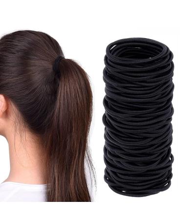 LIUJZZJ 100 Elastic Hair Bands - No Metal Scrunchies & Ponytail Holders for Women Girls Kids Men - Thick Hair Black - International Shipping Available - Buy Online on GoSupps.com