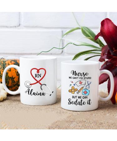 Custom RN Stethoscope Mugs - Personalized Nurse Gifts - 11oz & 15oz White Ceramic Coffee Cups for Medical Assistants - Buy Online on GoSupps.com