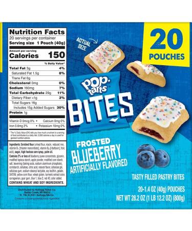 Pop-Tarts Bites 20ct Frosted Blueberry 1.4oz - Delicious Breakfast Snack - Buy Online on GoSupps.com