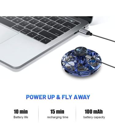 Fidget Flying Spinner with Lights - Hand Operated Mini Drone for Kids - UFO Magic Ball Indoor Outdoor Game - Fun Toys & Gadgets for Boys Girls Teens - Blue - Buy Online on GoSupps.com
