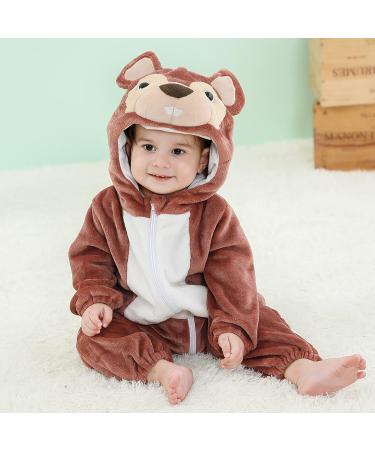 COOKY.D Unisex Winter Hooded Romper Jumpsuit 6-12 Months - Squirrel Design - Buy Online on GoSupps.com