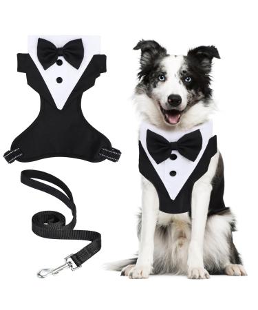 Dog Smoking Bandana collar headscarves for dogs with tow leash for dogs adjustable dog tuxedo wedding bandana formal wedding party dog hill for small medium -sized dogs (m)