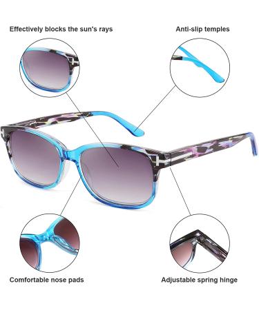 WANWAN Vintage Square Blue Reading Glasses with Spring Hinges for Women Men - 1.5x - Buy Online on GoSupps.com