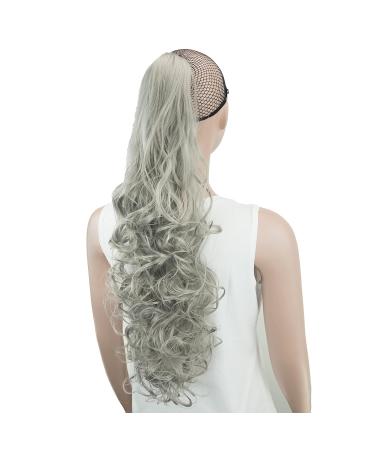 Imissu 24-Inch Thick Chaotic Curly Ponytail Extensions - Clip-In Jaw-Claw Hair Parts (Gray) | International Shipping Available - Buy Online on GoSupps.com