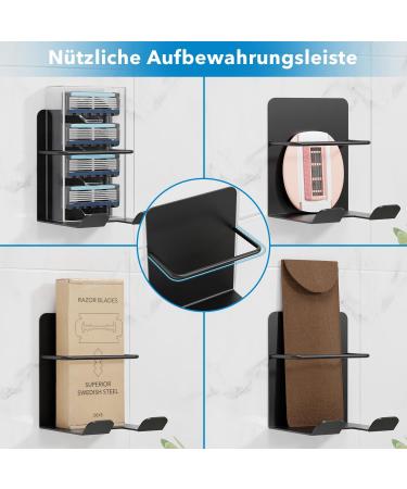 Pickspiff Razor Holder with Refill Pack - Self-Adhesive Stainless Steel Hooks for Bathroom & Shower Accessories - Black 2 Pieces - Buy Online on GoSupps.com