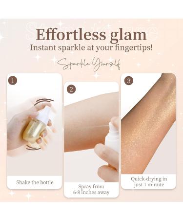 Latibell Body Glitter & Hair Shimmer Spray Set - Gold & Silver | Long-lasting & Instant Use Glitter Mist for Hair, Limb, Body & Fabric | Fresh Scent | 1.69 fl oz (2 Pack) - Buy Online on GoSupps.com