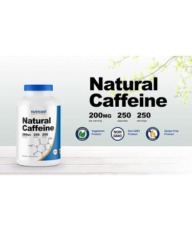 Nutricost Natural Caffeine 200mg - 250 Veg Capsules | Gluten-Free & Non-GMO - Buy Online on GoSupps.com