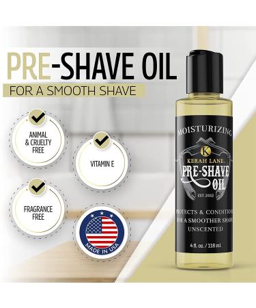 Kerah Lane Pre-Shave Lube Oil - Unscented 4oz | Moisturizing Shaving Oil for Safety & Straight Razor | Smooth, Irritation-Free Shave - Buy Online on GoSupps.com