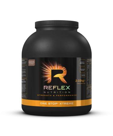 Reflex Nutrition One Stop Xtreme | Mass Protein Powder | 55g Protein | 10.3g BCAA'S | 73g Low GI Carbs | 5 000mg Creatine & Added Vitamins | (Chocolate Perfection 2.03kg) Chocolate Perfection 2.03kg