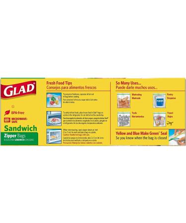 Glad Zipper Food Storage Sandwich Bags - On-the-Go Snack and Lunch Bags - 600 Count, Microwave Safe, BPA Free - Buy Online on GoSupps.com