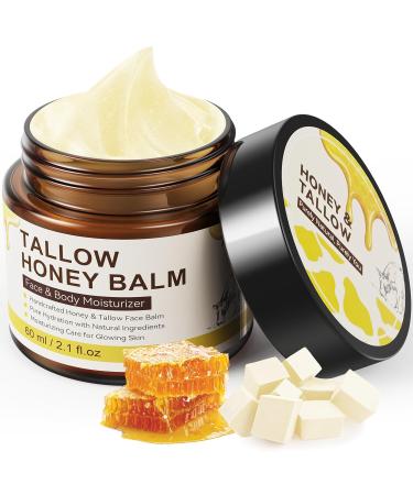Beef Tallow for Skin 100% Organic Grass Fed Natural Tallow & Honey Face Balm Whipped Beef Tallow for Sensitive Skin and Face + Body Care Moisturizing Natural Formula - Buy Online on GoSupps.com