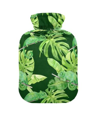 Hot water bottles with cover Tropical Chameleon hot water bag for pain relief menstrual cramps heating bottles 2 liters