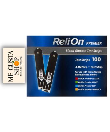 ReliOn Premier Blood Glucose Test Strips 100 Count + Me Gustas Stickers