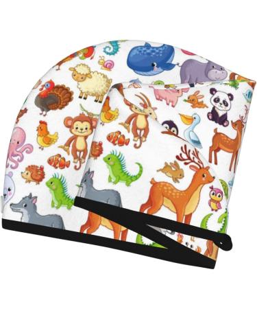 Animal Cartoon Style Hair Towel Wrap - Quick Drying Towel Turban | Perfect Hair Drying Solution - Buy Online on GoSupps.com