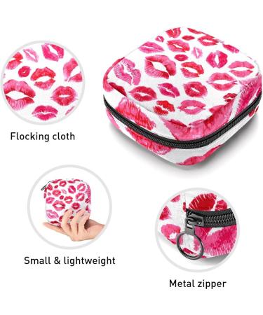 Buy Women's Bonds Storage Pockets - Portable Lip Print Period Kit | Fashionable Feminine Product Bag in Red & Pink - Buy Online on GoSupps.com