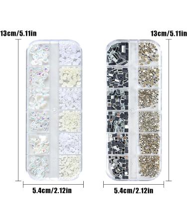 3D Nail Charms 2 Boxes Multi-Shape Aurora Bow Butterfly Nail Art Charms Nail Pearls Rhinestones Nail Gems for Nail Art Decoration DIY Crafts (B) - Buy Online on GoSupps.com
