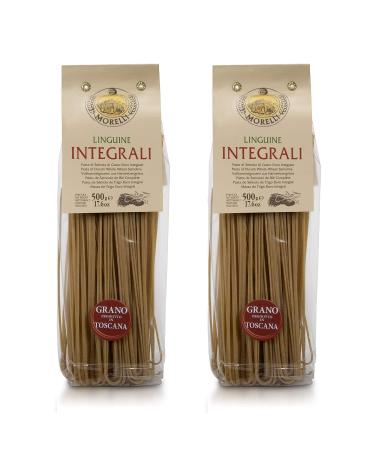 Morelli Pasta Whole Wheat Linguine Pasta - Imported Pasta from Italy - 500g (2 pack) Linguine 17.6 Ounce (Pack of 2)